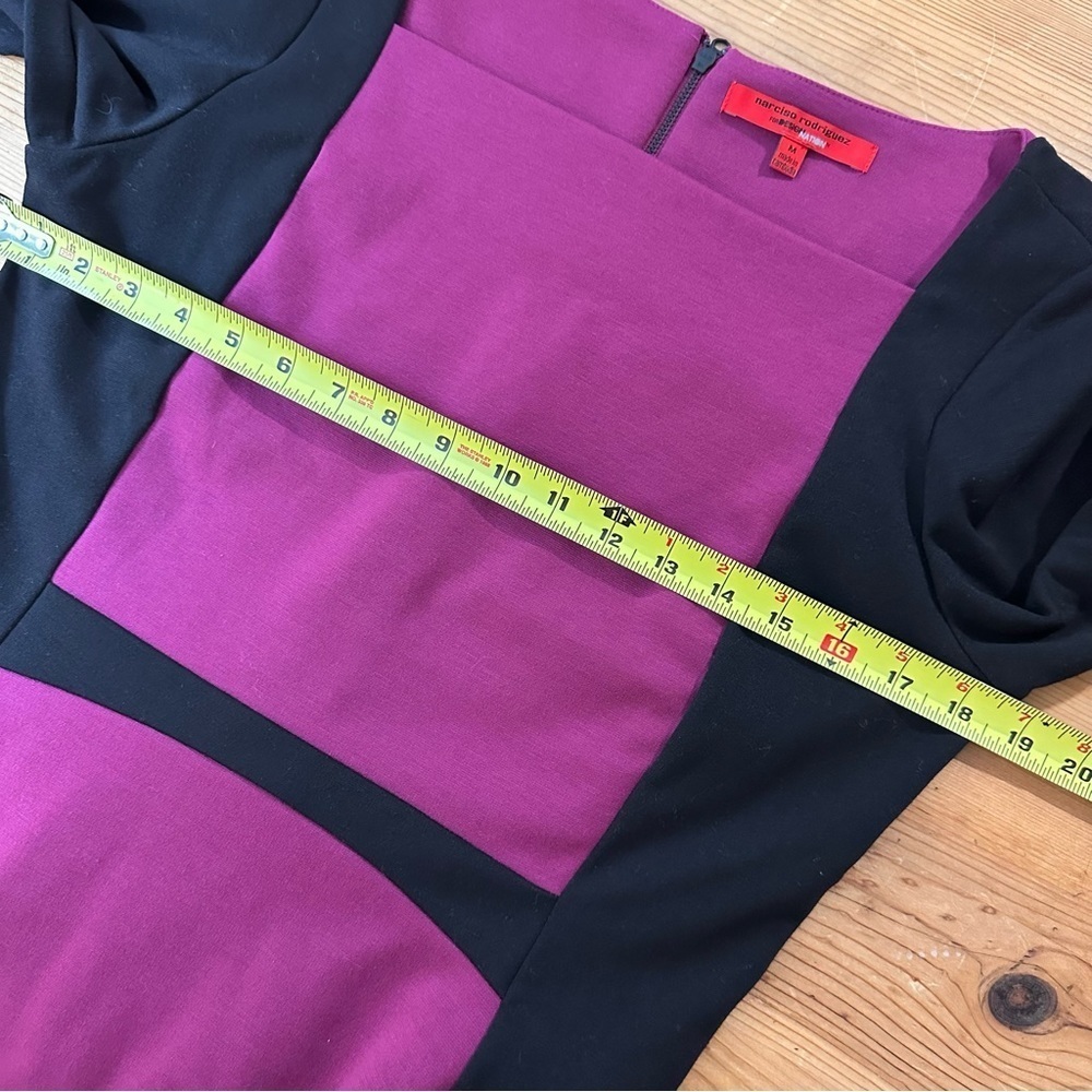 Narciso Rodriguez Raspberry & Black Long-sleeve Color-block Ponte Dress Sz M - Picture 9 of 9